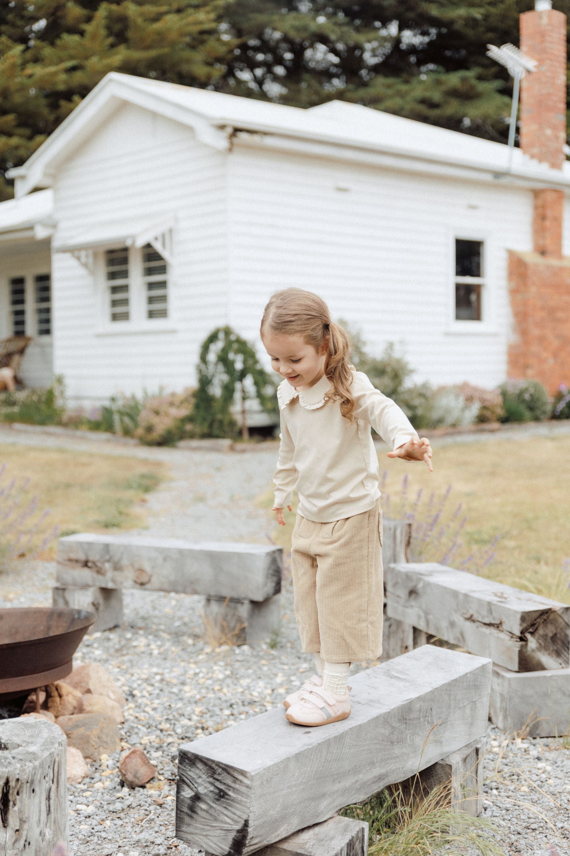 Lace Collar T-shirt - Milk Tea