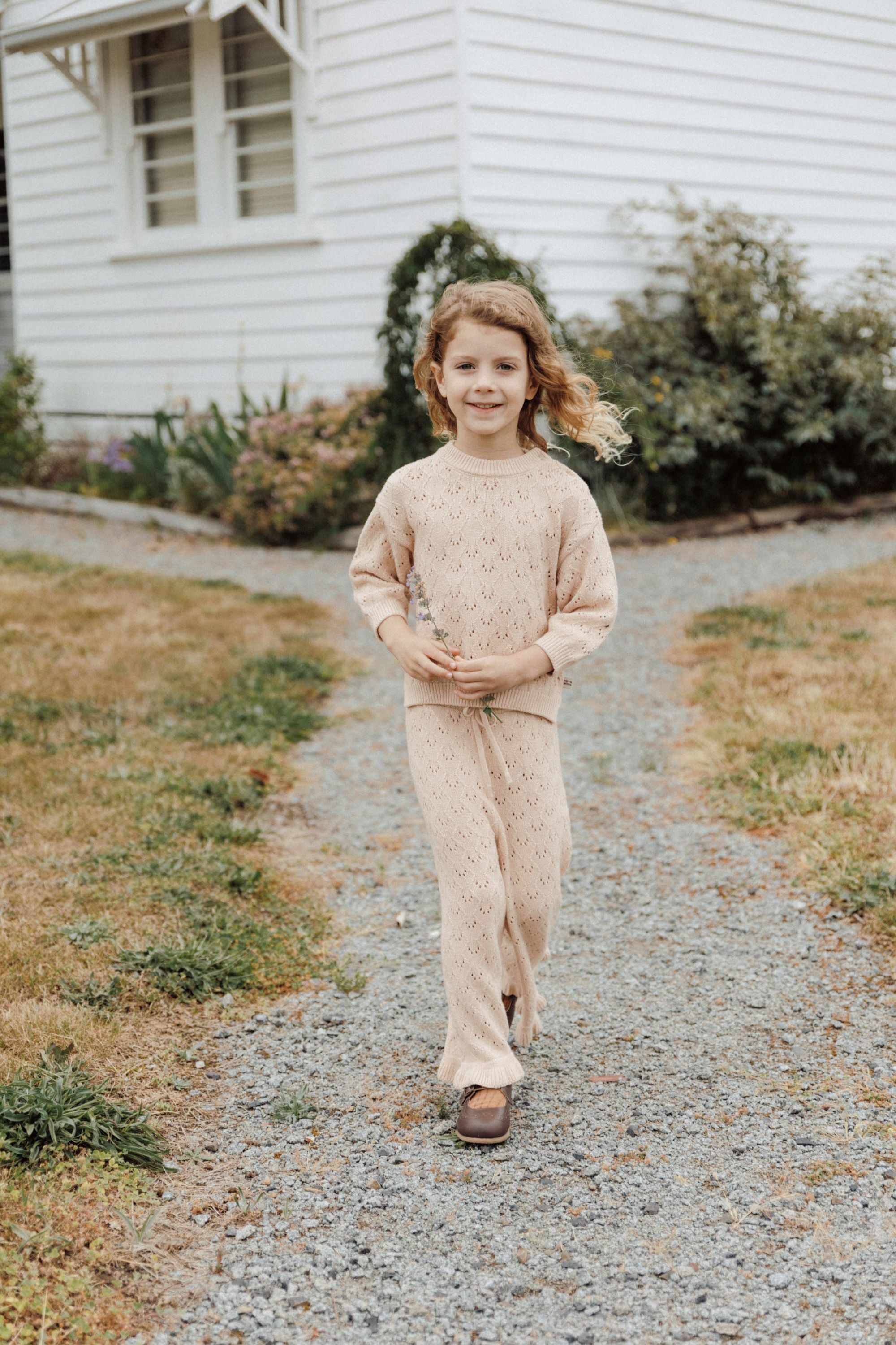 Marshmallow Knit Wide-Leg Pants - Peach