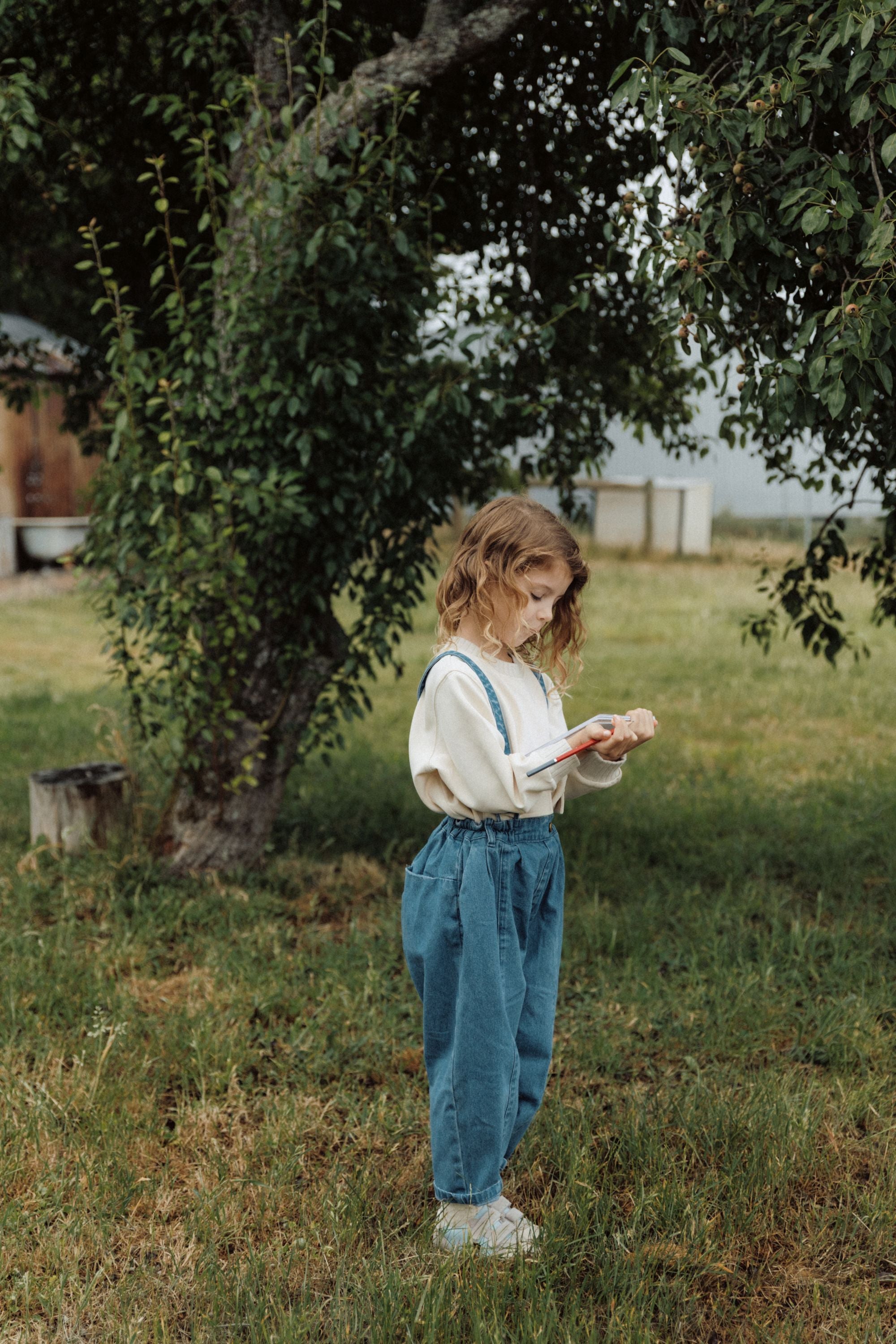 Vintage Denim Suspender Pants - Blue