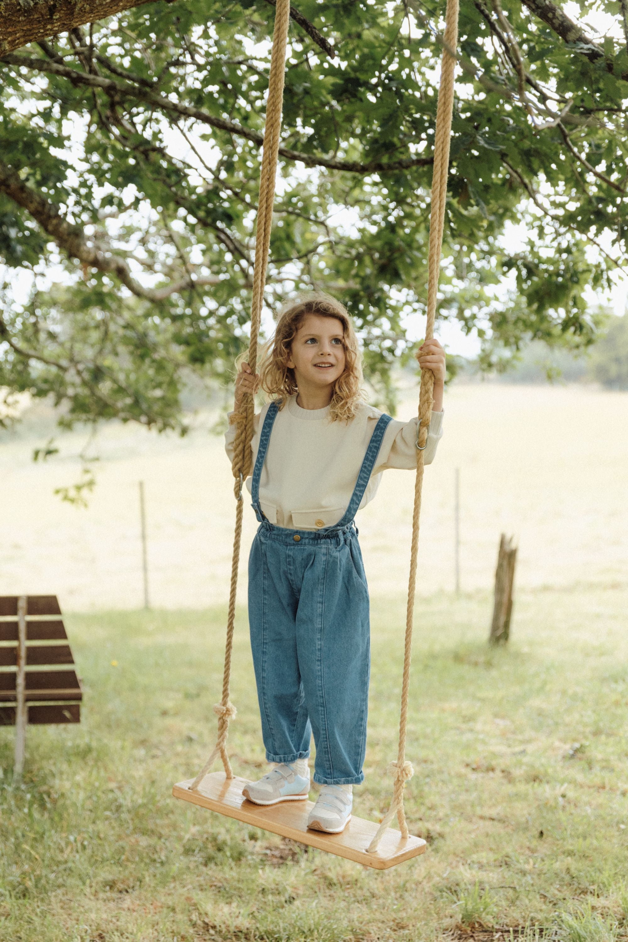 Vintage Denim Suspender Pants - Blue