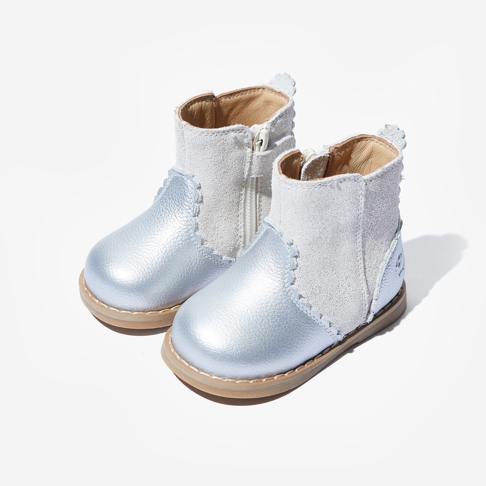 Elsa Starry Silver Leather Toddler Boots Woolly Kids