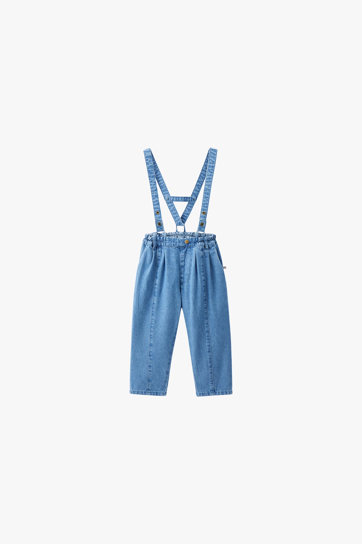 Vintage Denim Suspender Pants - Blue