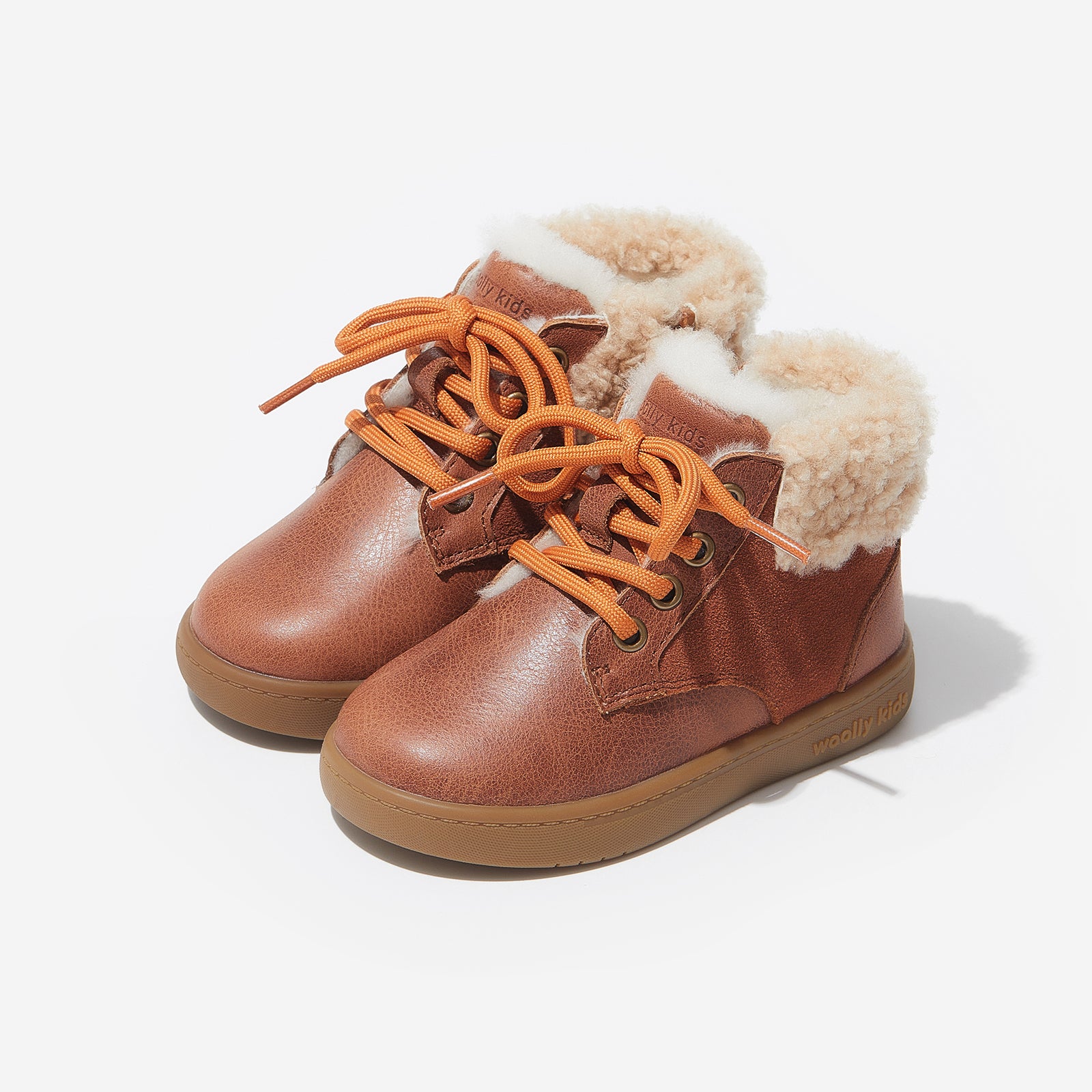 aaron latte brown woolly kids leather kids shoes baby infants shoes Winter boots kids shoe Toddler boots