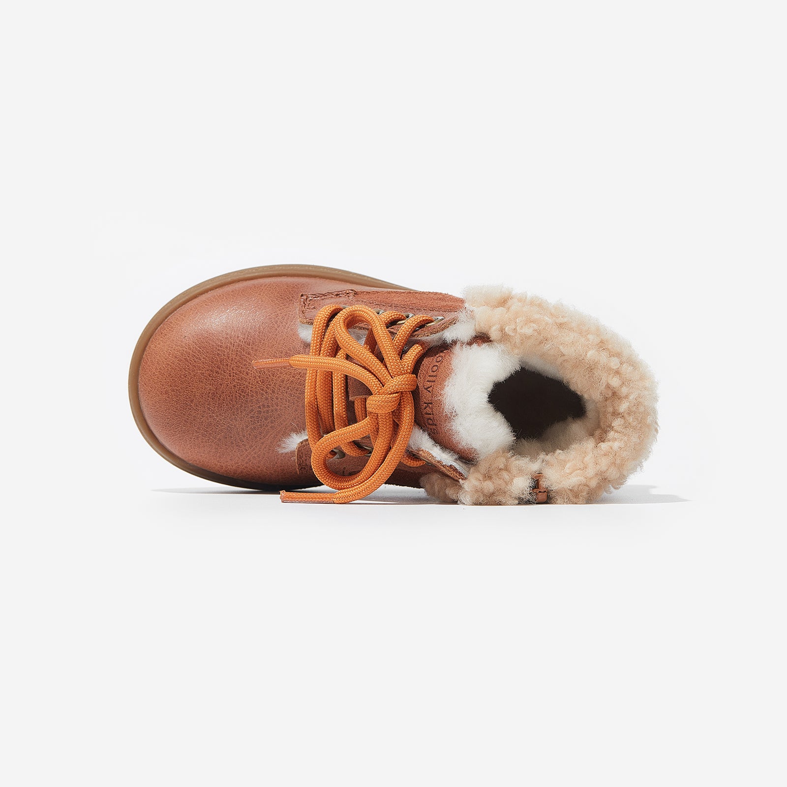 aaron latte brown woolly kids leather kids shoes baby infants shoes Wool lining infants shoe Autumn