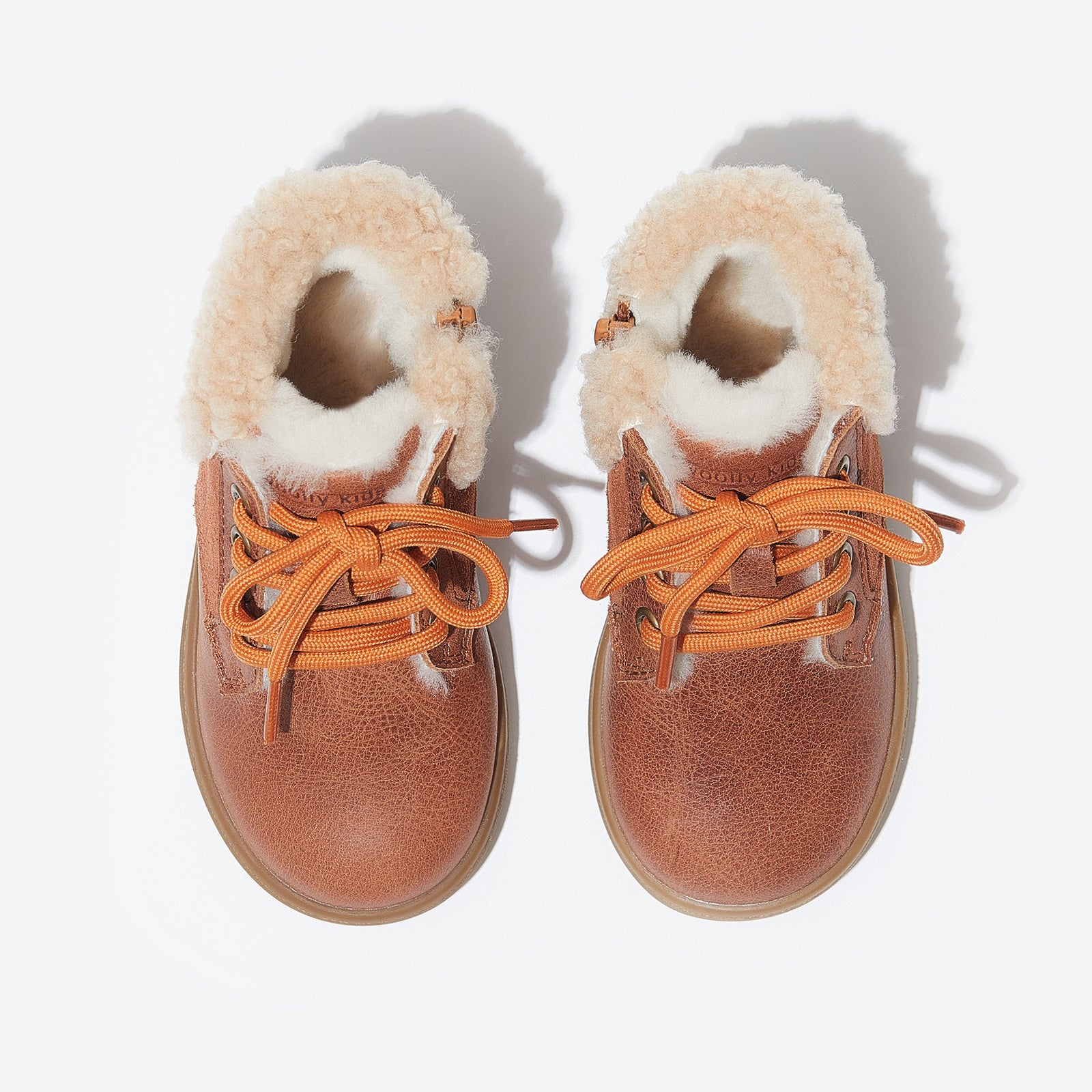 aaron latte brown woolly kids leather kids shoes baby infants shoes Sheepskin size 1 shoes Kids boots