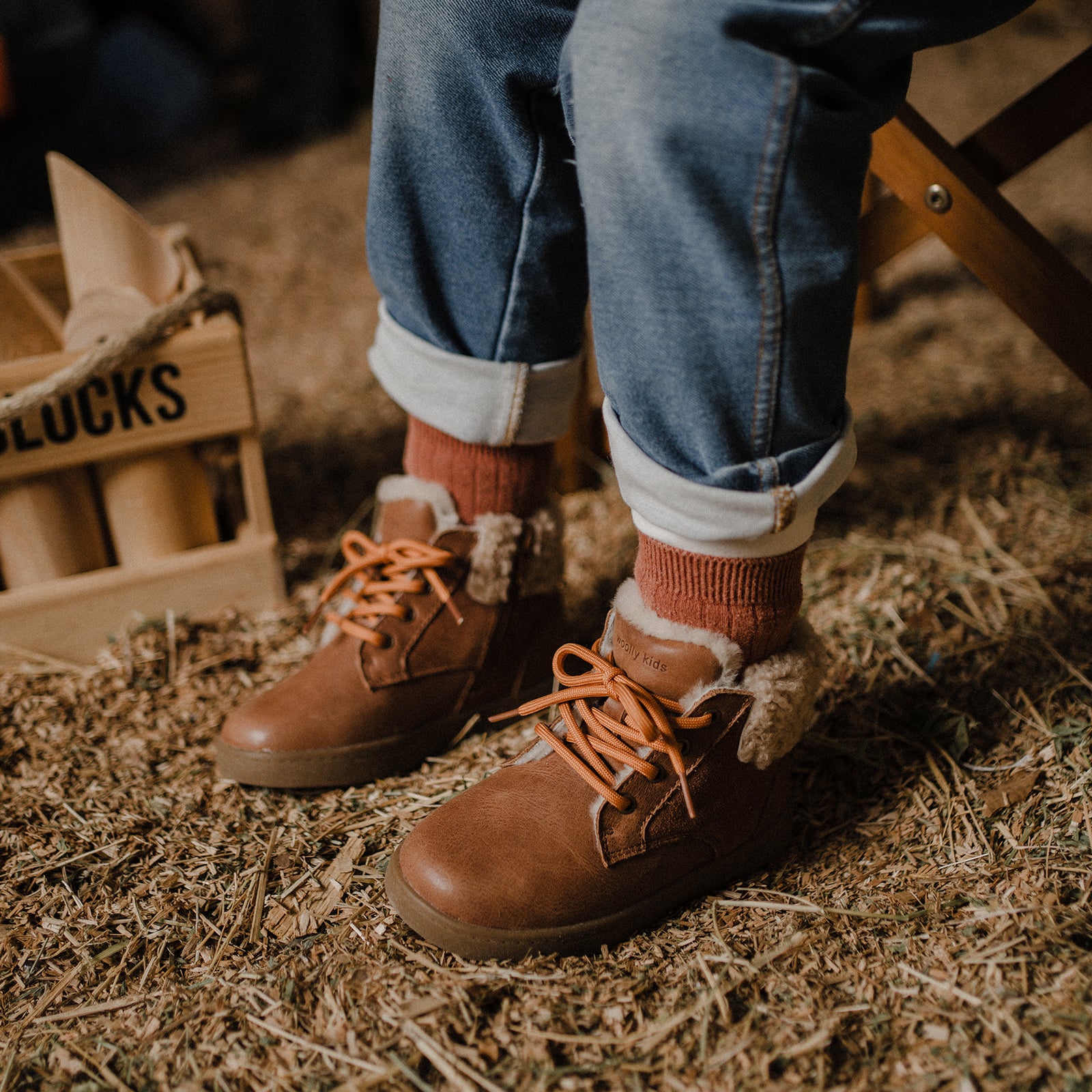 aaron latte brown woolly kids leather kids shoes baby infants shoes Warm barefoot childrens shoes Girls boots