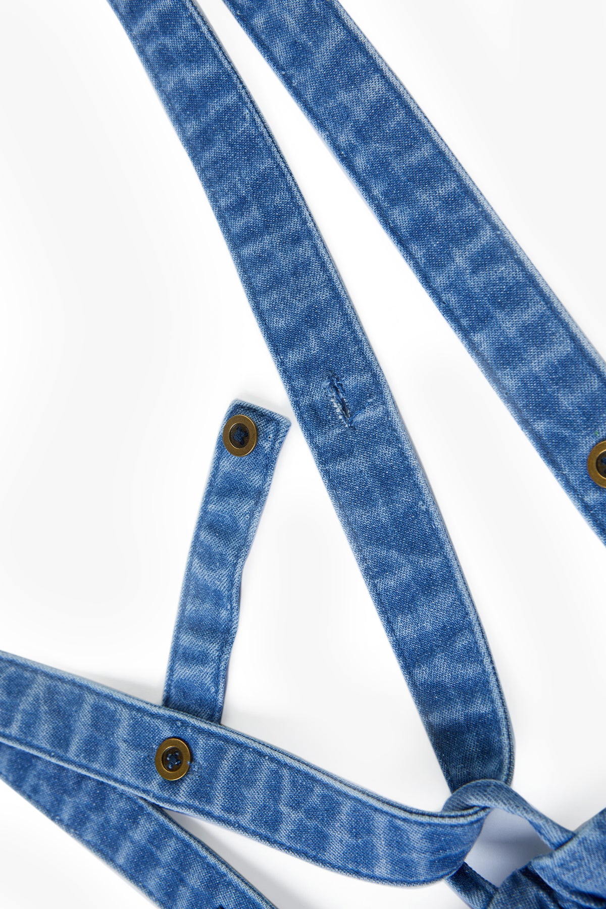 Vintage Denim Suspender Pants - Blue