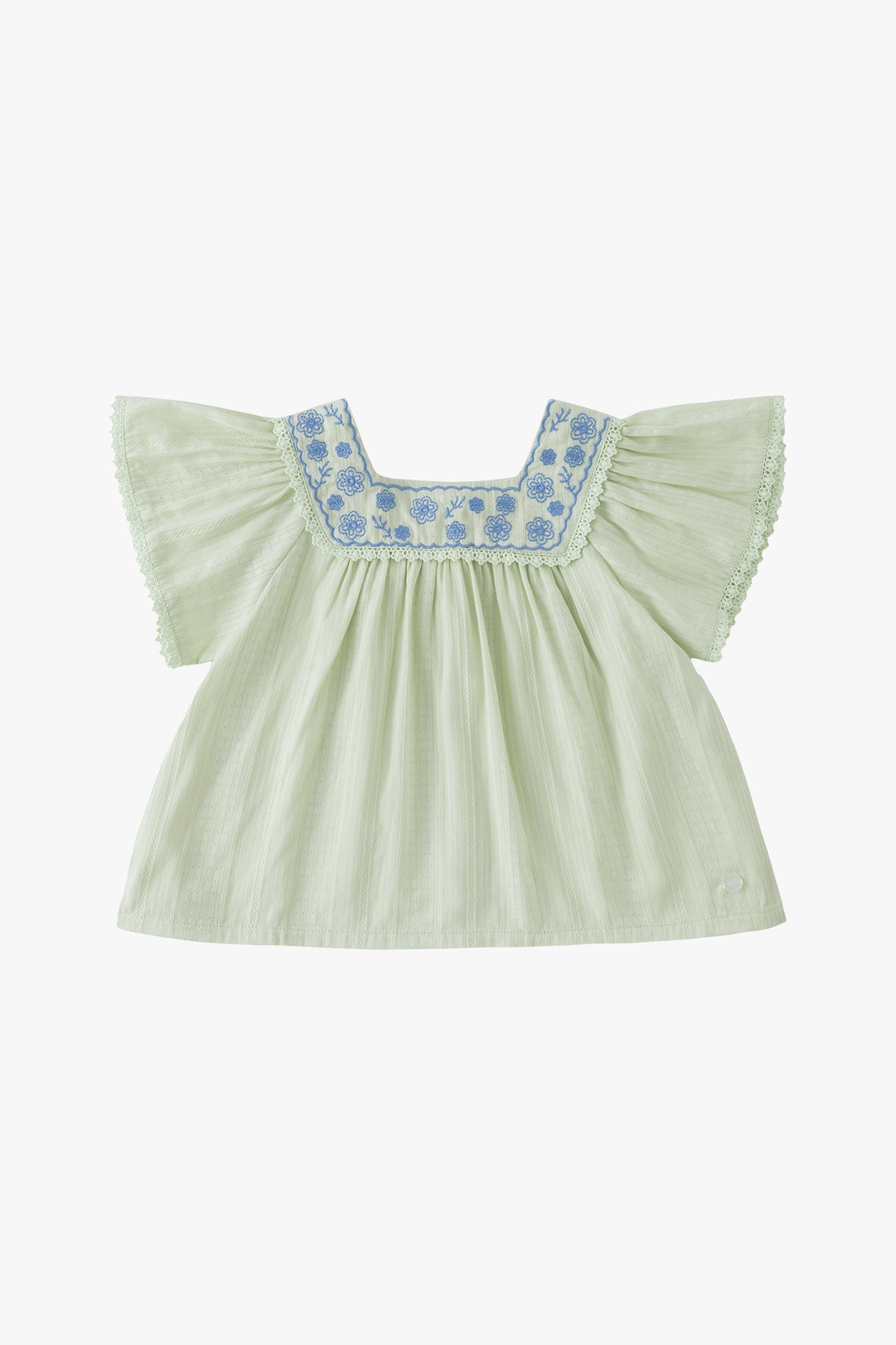 wirrawirra organic cotton newborn clothes jacquard top pale green 24 Midsummer Blouses Girls New Arrivals Shirts