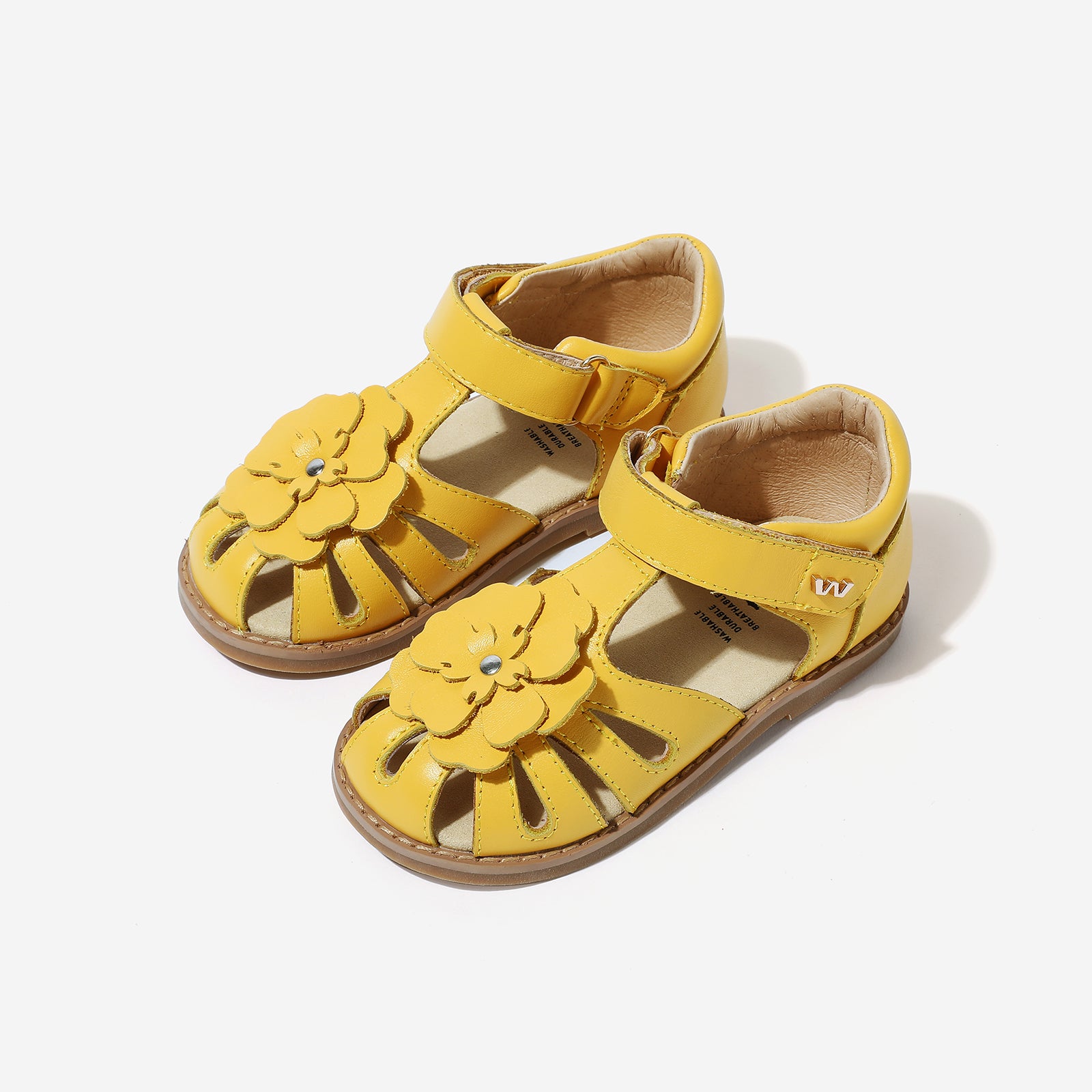 Star Orchid Sunflower Yellow Kids Leather Shoes Woolly Kids