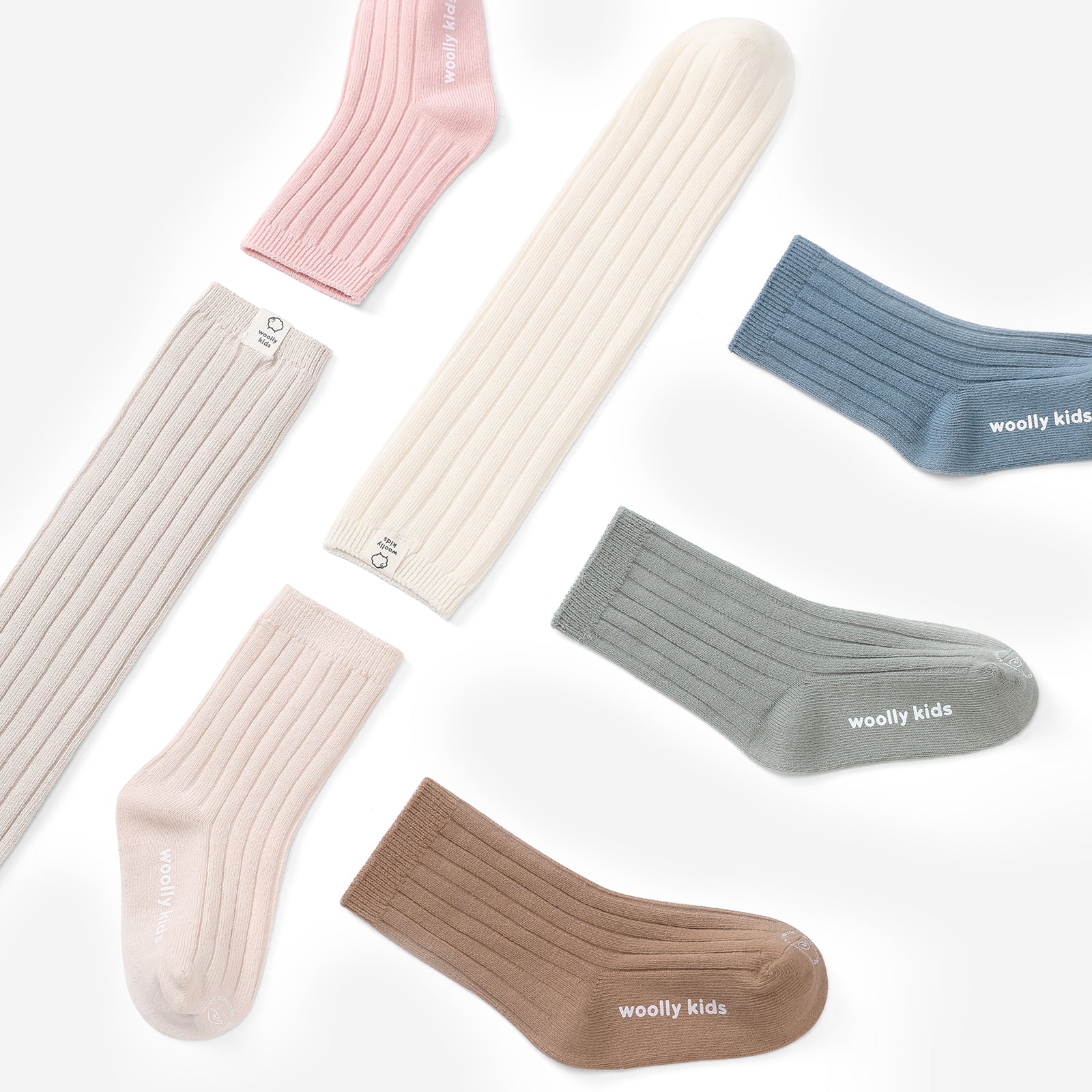 Woolly Socks Packaging for 3 pairs - Cardamun Green+Lake Blue+Tiles Grey