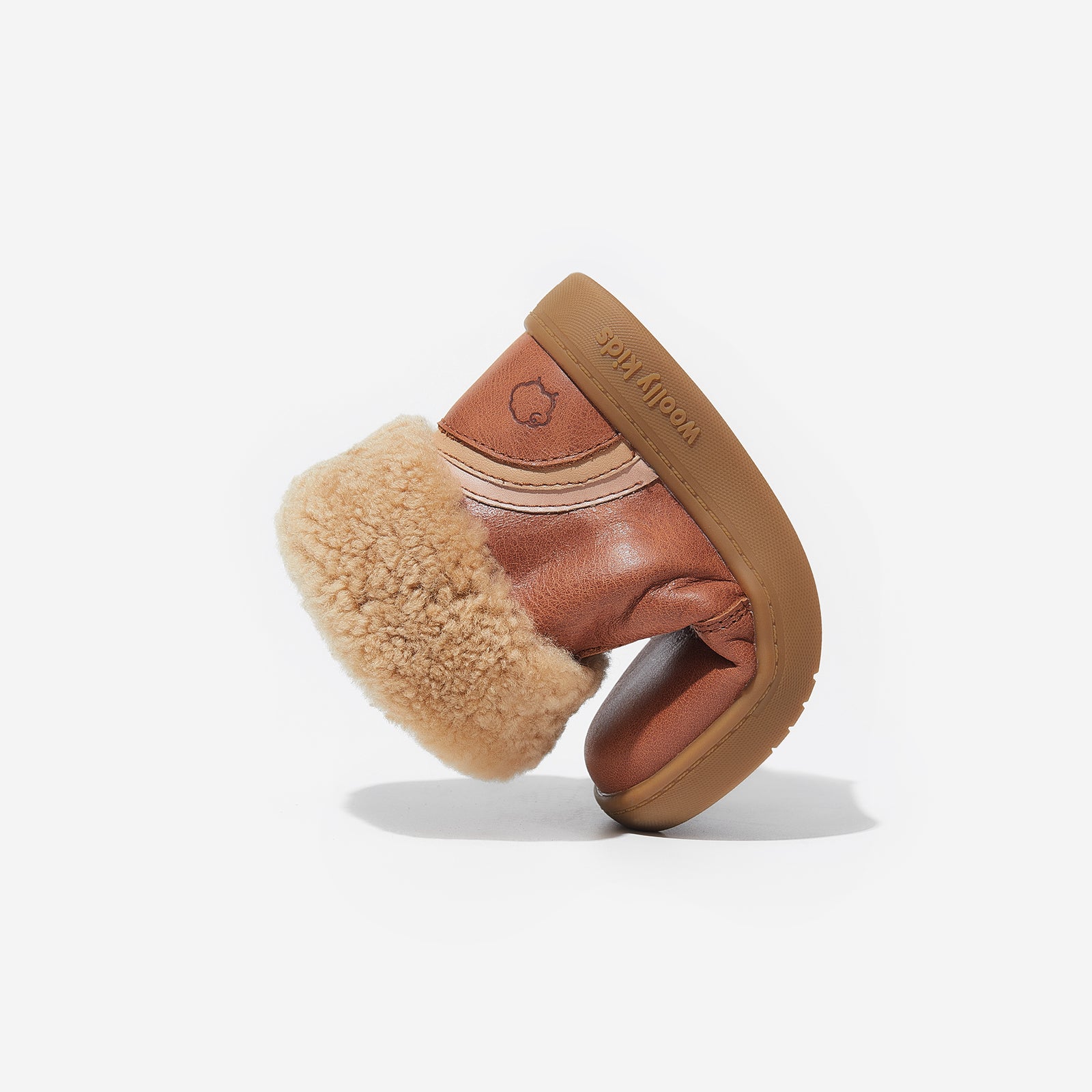 bianca chestnut brown woolly kids leather kids shoes baby infants shoes Wool lining infants shoe Autumn