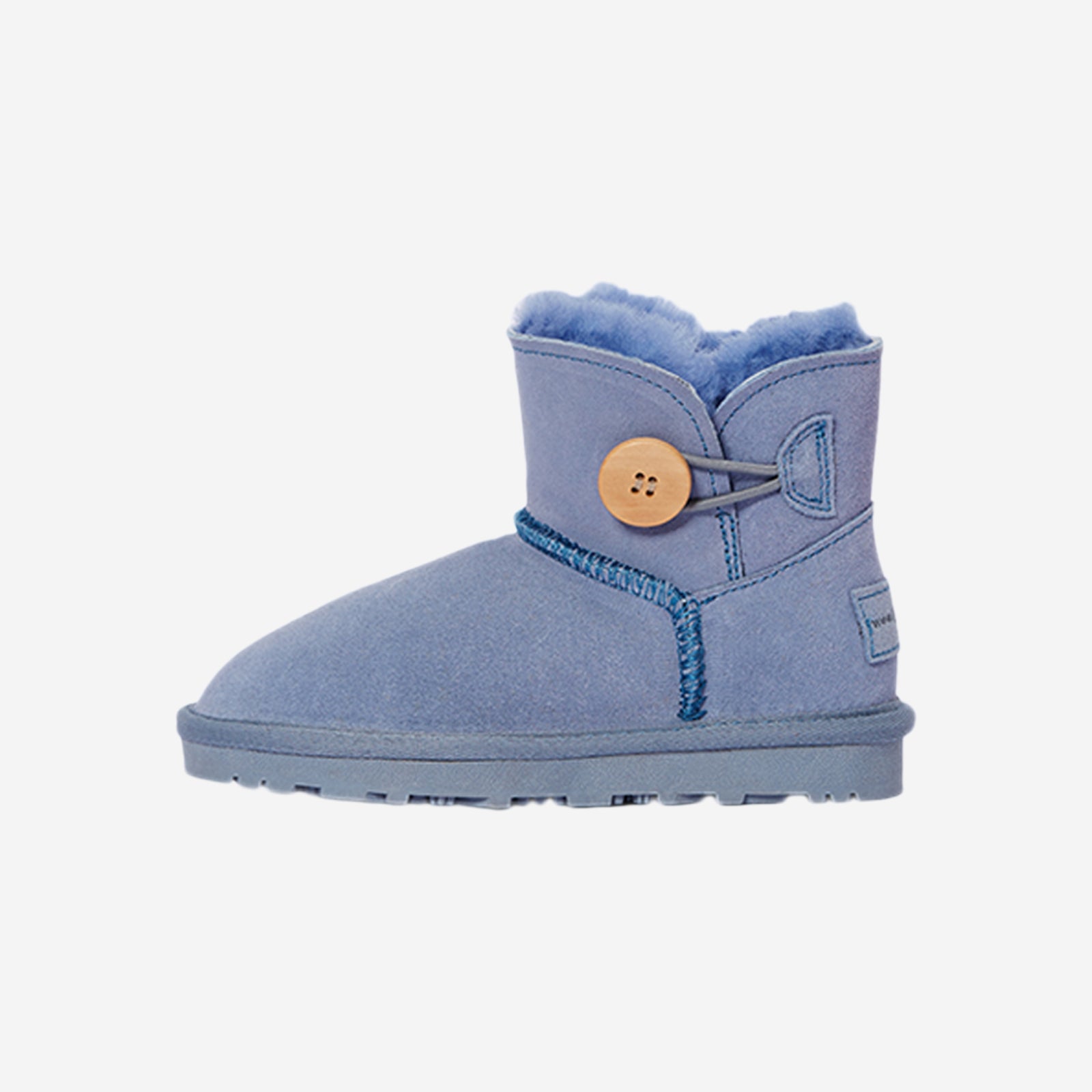 button classic kids sky blue woolly kids leather kids shoes baby infants shoes Warm barefoot childrens shoes Girls boots