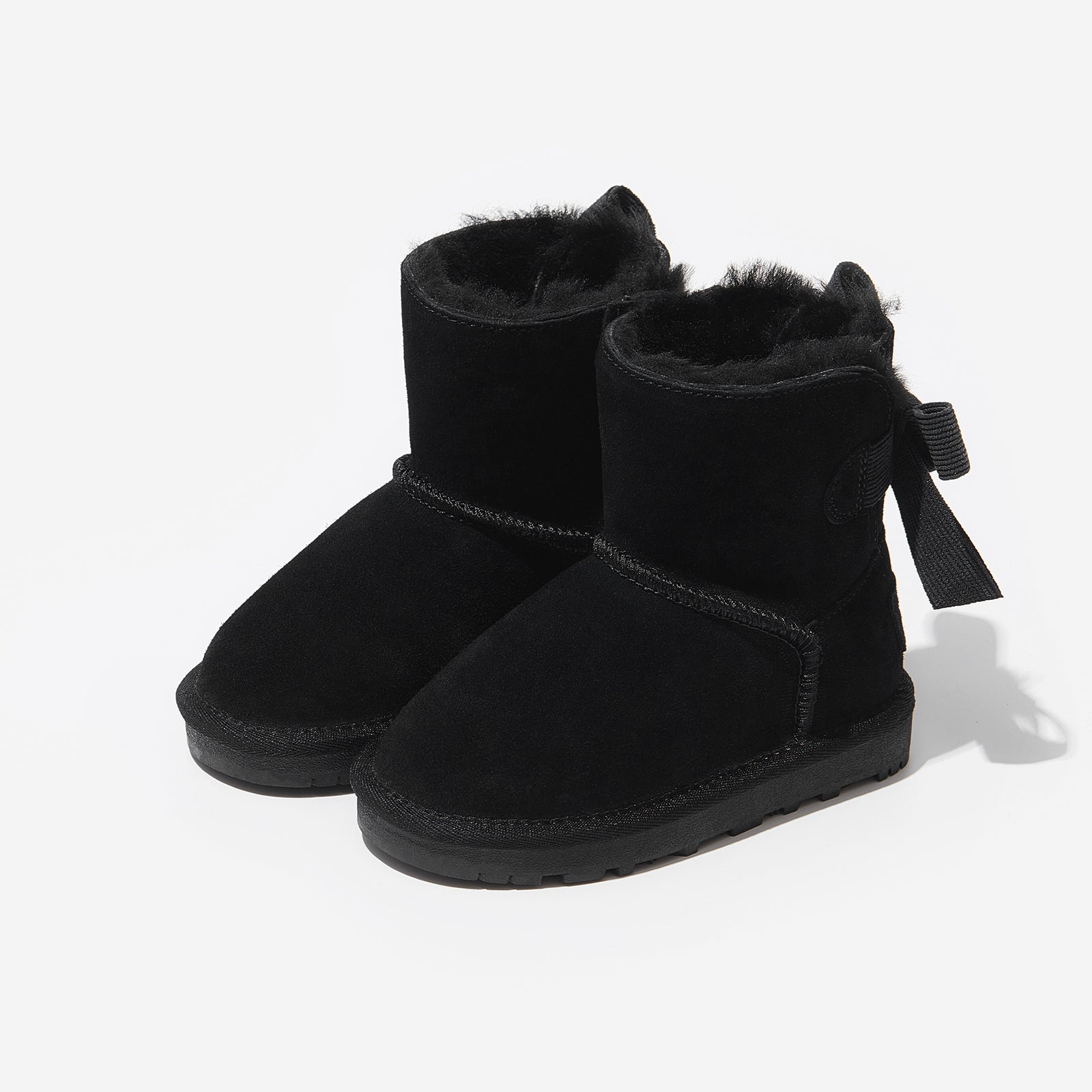 Freeze Ore Black Kids Leather Shoes Woolly Kids