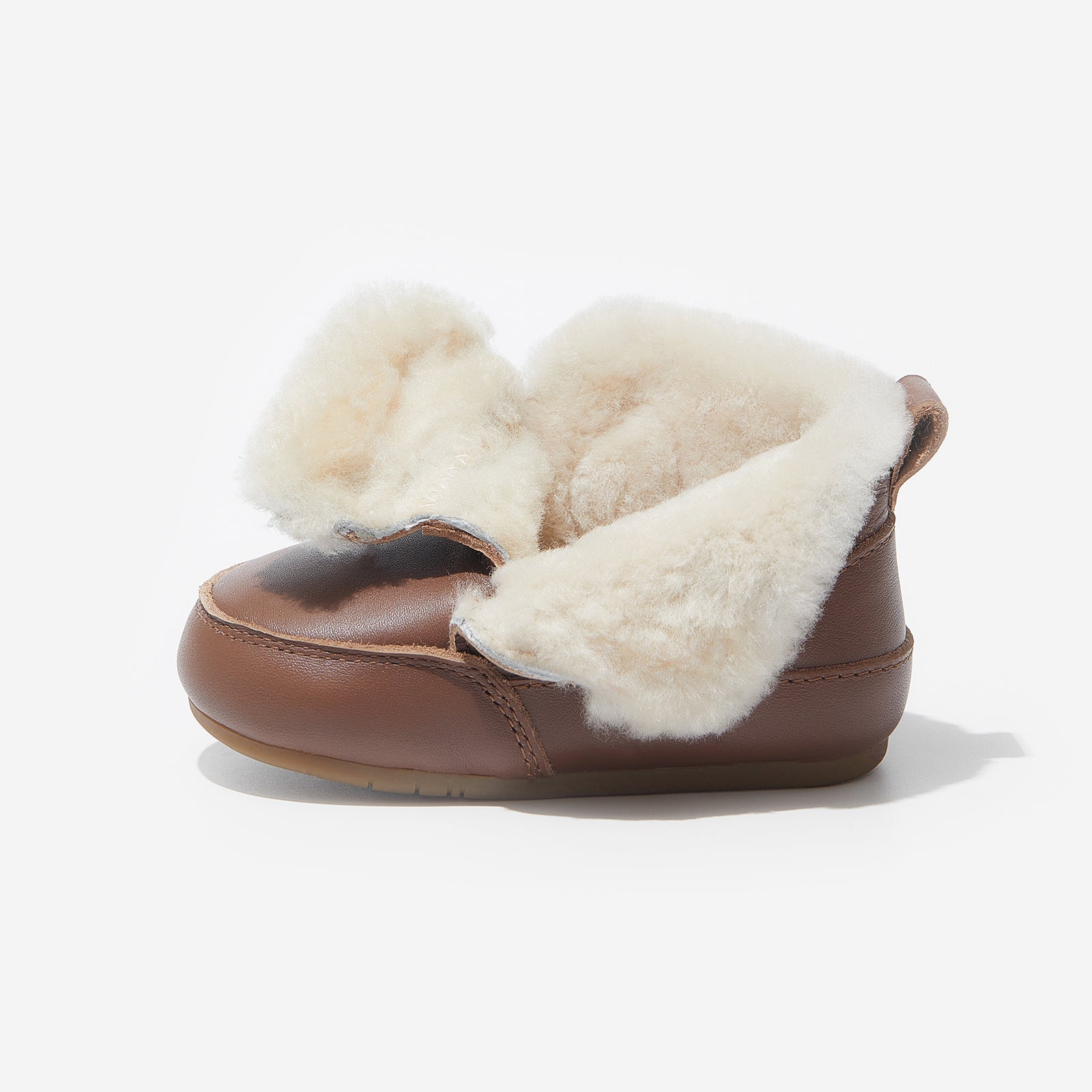 fur milo acorn brown woolly kids leather kids shoes baby infants shoes Warm barefoot childrens shoes Girls boots