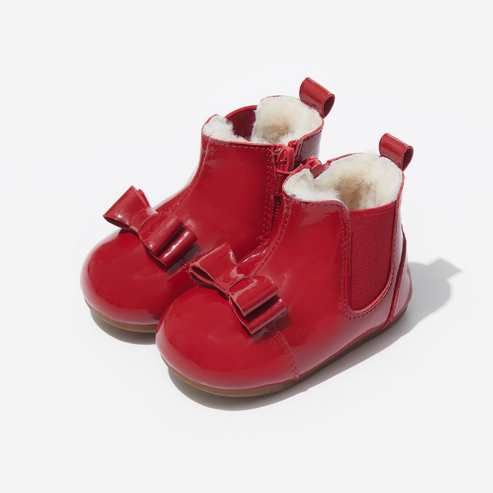fur rila martin raspberry red woolly kids leather kids shoes baby infants shoes Warm barefoot childrens shoes Girls boots