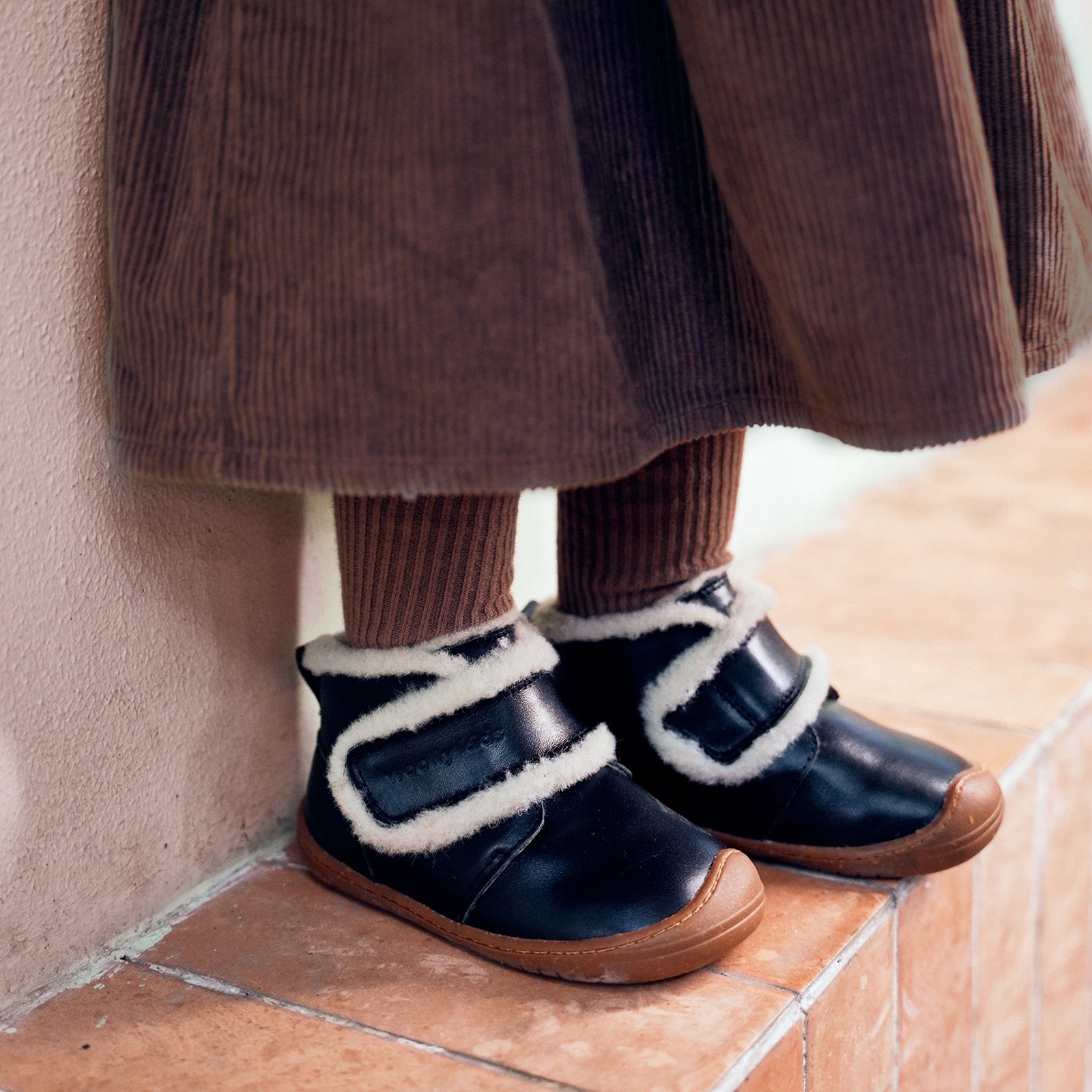 fur tartar obsidian black woolly kids leather kids shoes baby infants shoes Childrens winter boots shoes Toddler snow boots