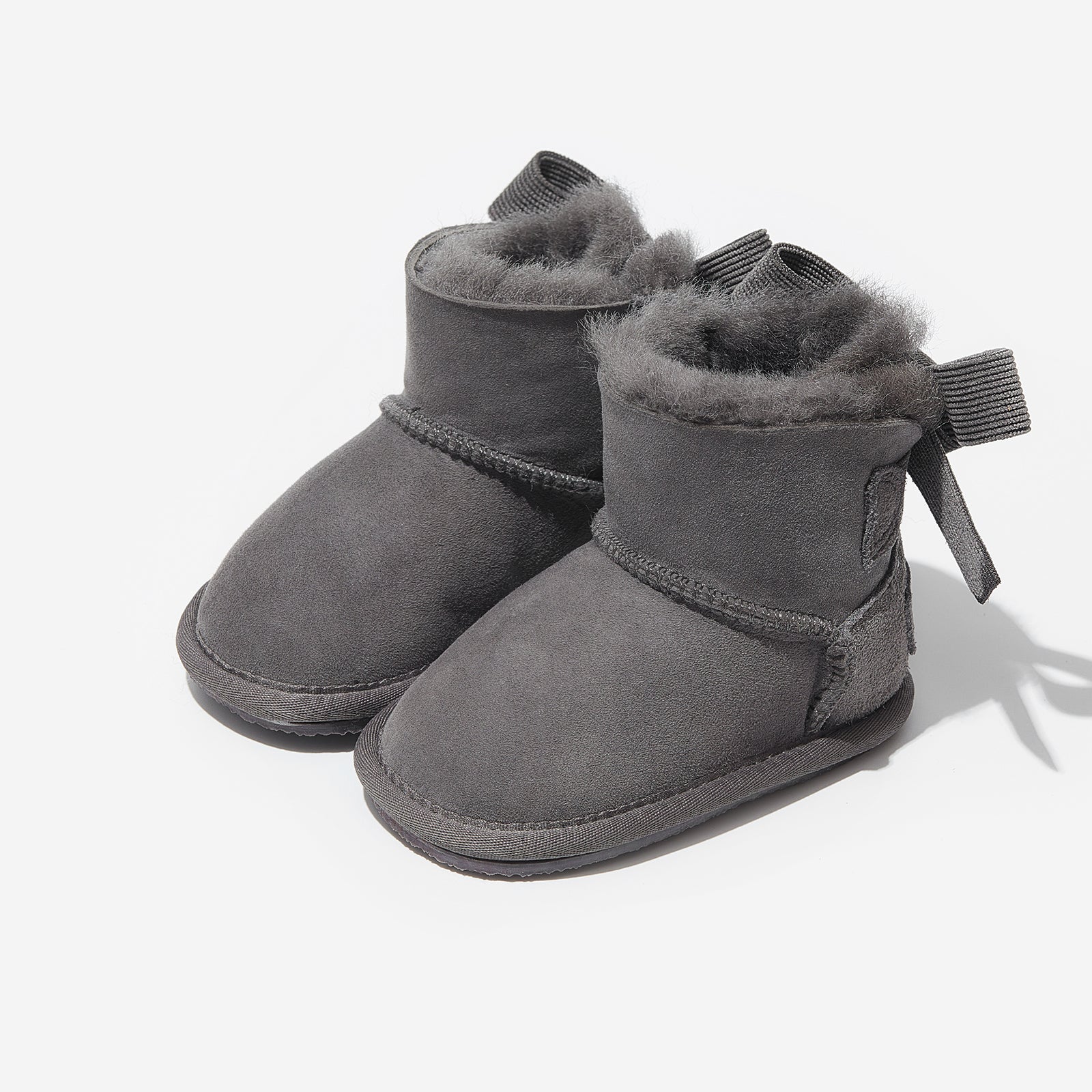 Mini Freeze Grey Toddlers Leather Boots Woolly Kids