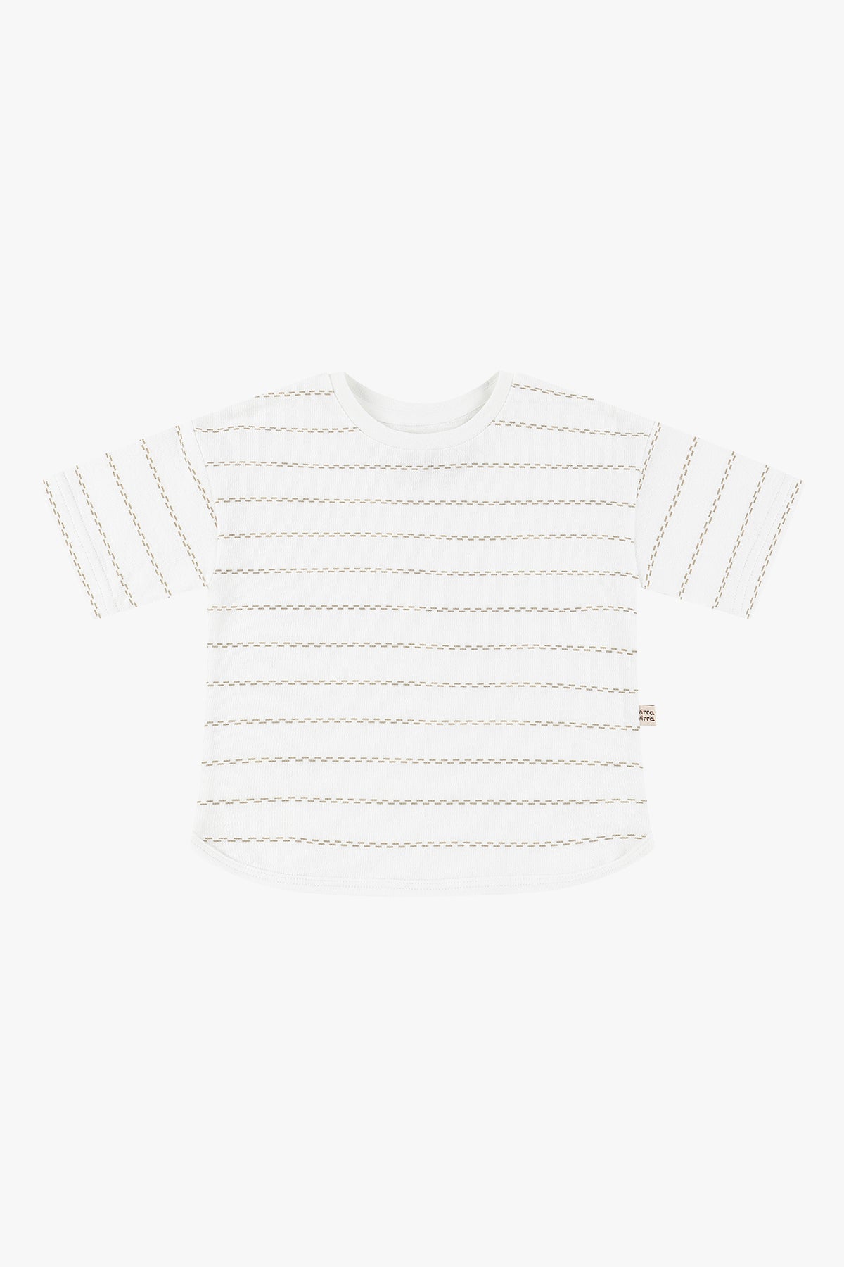 wirrawirra girl clothes striped shoulder drop short sleeves moss stripes 24 Summer Boys Essentials Girls New Arrivals T Shirts