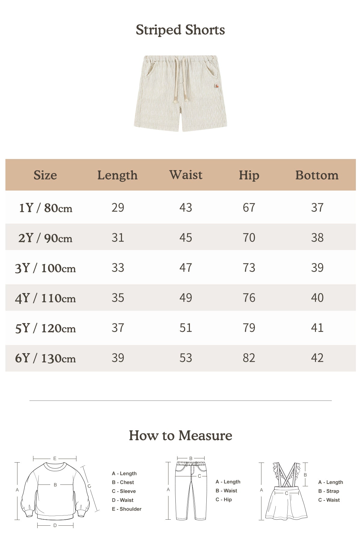 Striped Shorts - Oatmeal