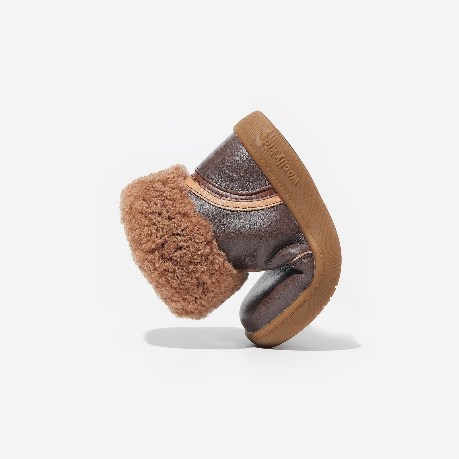 bianca coffee brown woolly kids leather kids shoes baby infants shoes Warm barefoot childrens shoes Girls boots