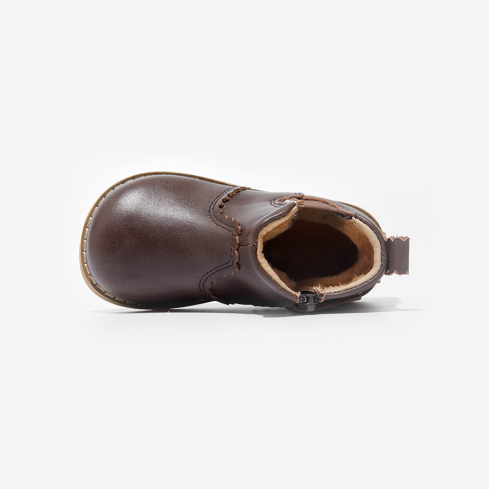 fur lillian coffee brown woolly kids leather kids shoes baby infants shoes Wool lining infants shoe Autumn