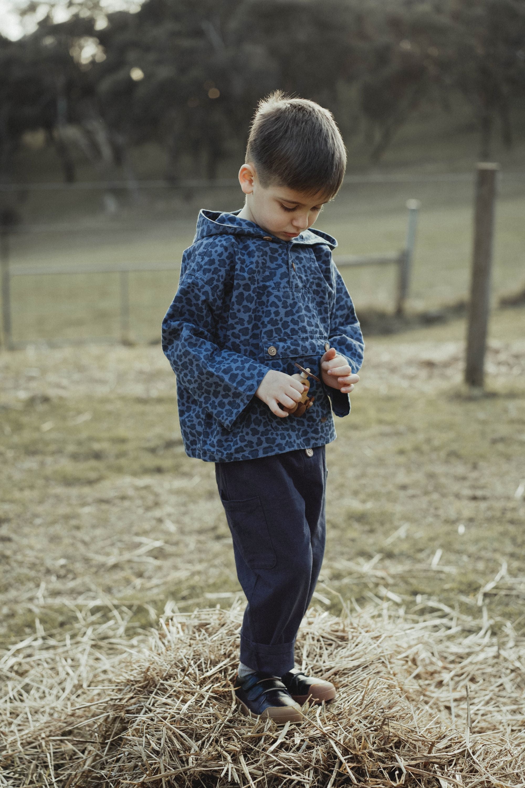 wirrawirra organic cotton baby clothes leopard print hoodie jacket navy blue 24 Autumn Autumn Boys Gilets Girls Jackets New Arrivals Spring